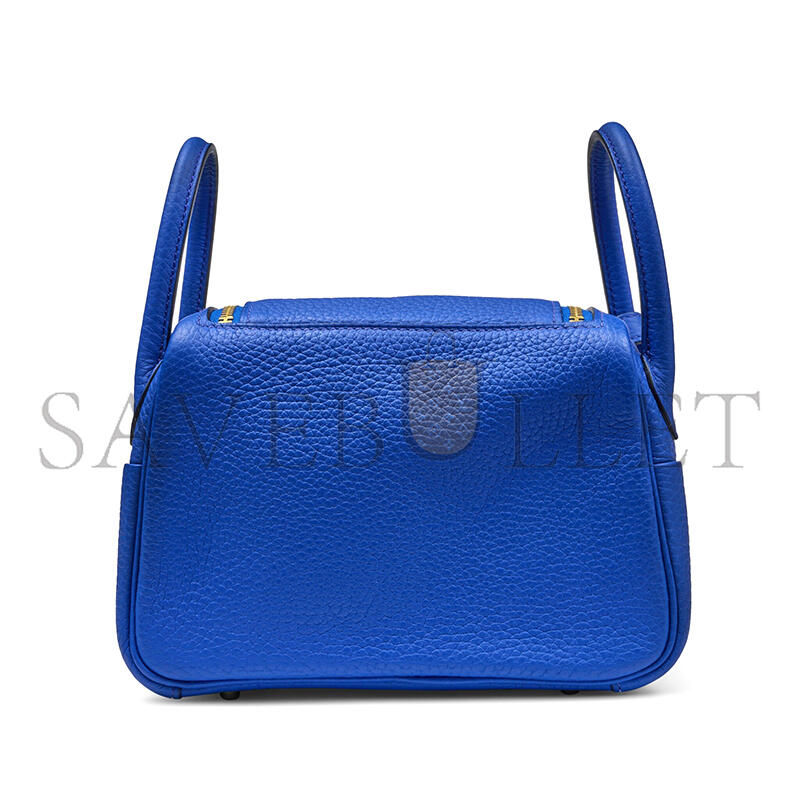 H**mes MASTER BLEU ROYAL CLEMENCE MINI LINDY GOLD HARDWARE H079086CCO8 (19*12.5*9cm)